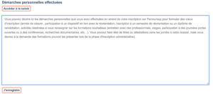 Parcoursup Fiche de suivi, Démarches personnelles