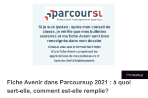 Parcoursup fiche avenir