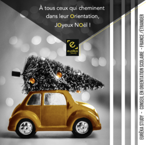 Noel 2022 Voiture avec un sapin qui chemine sur l'orientation eurêka study