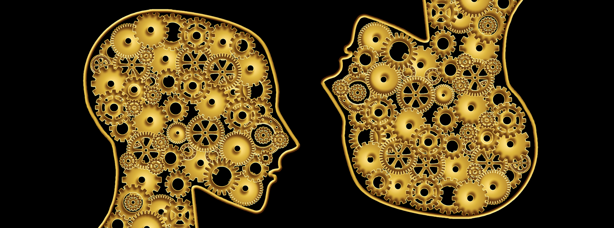 têtes avec rouage pour symboliser la connaissance de soi